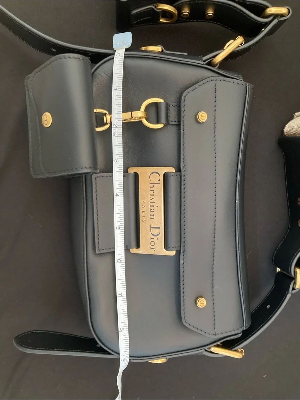 Dior Black Leather Crossbody / Shoulder Bag with Gold Hardware